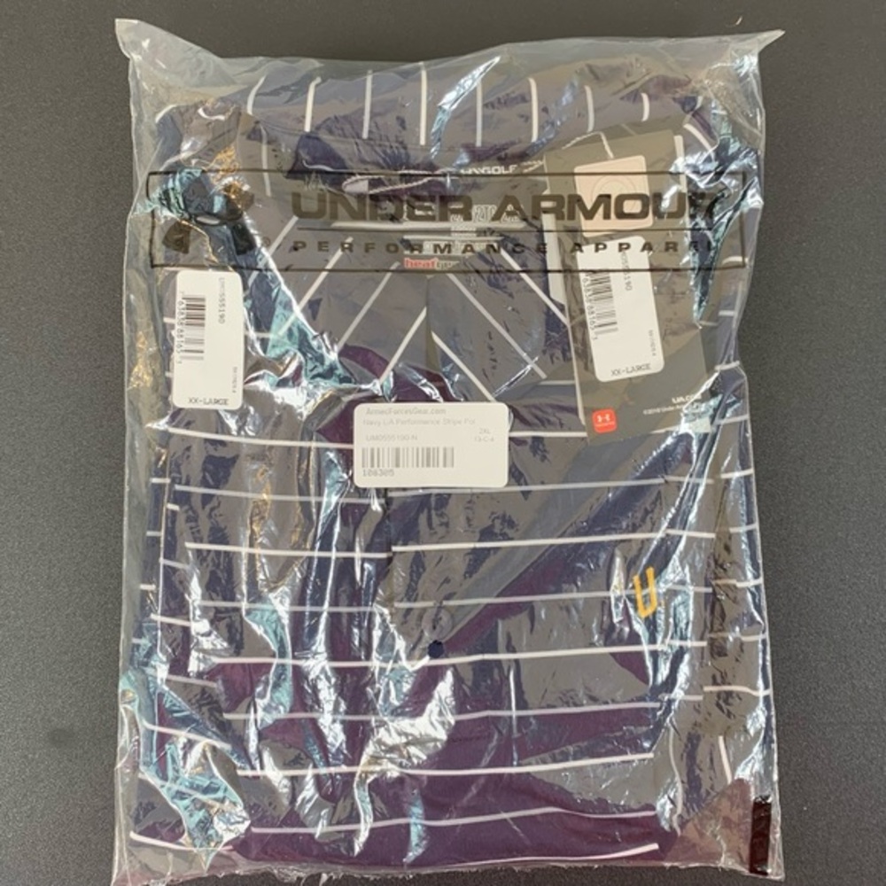 Under Armour NWT “NAVY” navy blue w/ white pinstripes Poloshirt